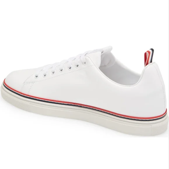 [Thom Browne] White Vitello Calf Tennis Sneakers Sz 38 - Picture 3 of 14